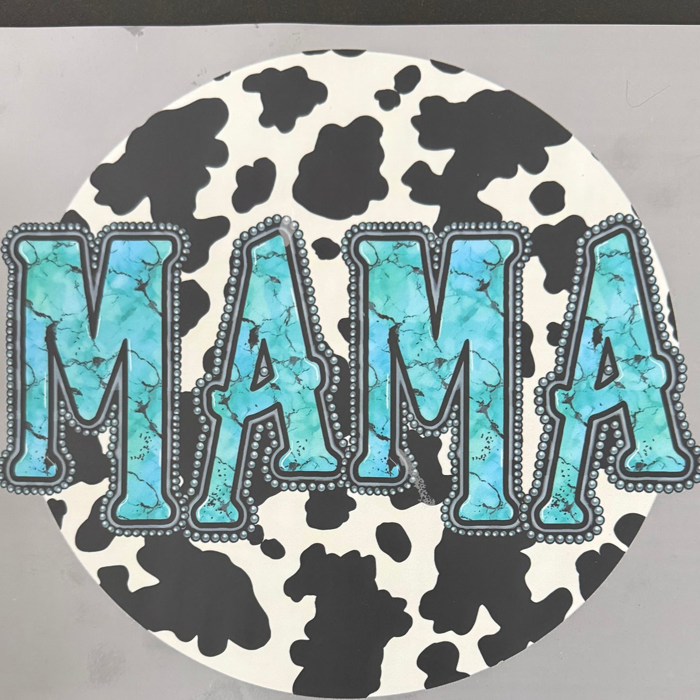 Mama/Blue w/Cow Print