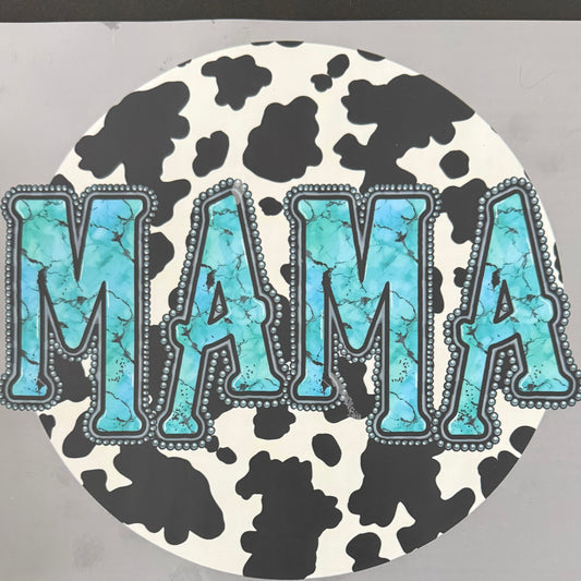 Mama/Blue w/Cow Print