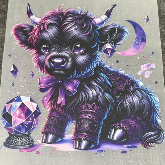 Highland Cow/Black w/ Purple